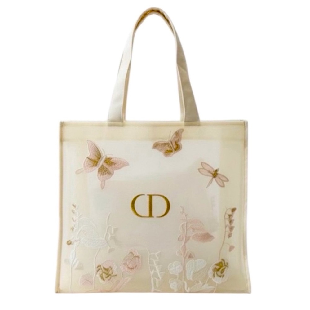 DIOR Butterfly Embroidered Mesh Tote Bag